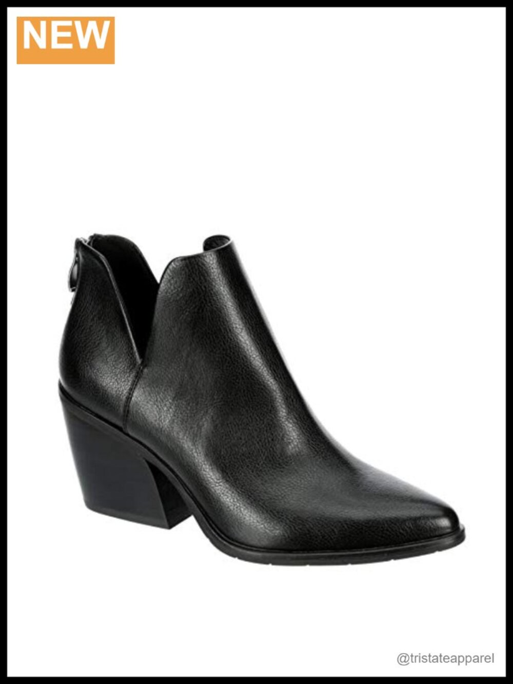 Women's Block Heel Pointed Toe Zip Up Ankle Bootie